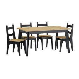 JUEGO DE COMEDOR LINEA MODERNA MADERA MACIZA NEGRO MADERA