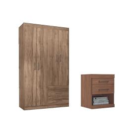Juego De Dormitorio Ropero 4 Puertas 2 Cajones + Mesa De Luz