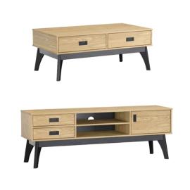 Mesa De Living Rack 2 Cajones 1 Puerta 100% Madera Maciza