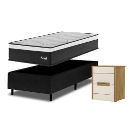 Sommier Colchon 1 Plaza Espuma De Alta Densidad Mesa De Luz