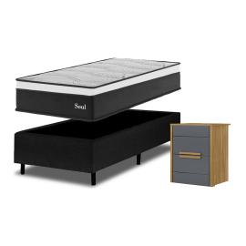Sommier Colchon 1 Plaza Espuma De Alta Densidad Y Mesa De Luz