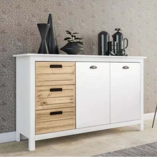 Aparador 2 Puertas 3 Cajones Combinado 100% Madera - Imagen 5
