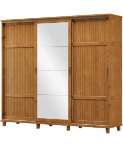 Ropero Placard 3 Puertas Corredizas Con Espejo 100% Madera