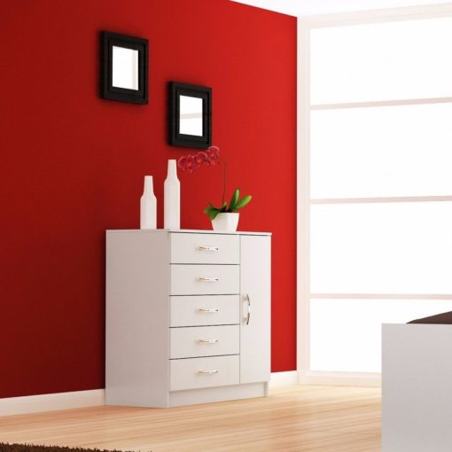 Comodas Cajoneras 5 cajones,1 puerta,Dormitorio Blanco 151 - Imagen 6