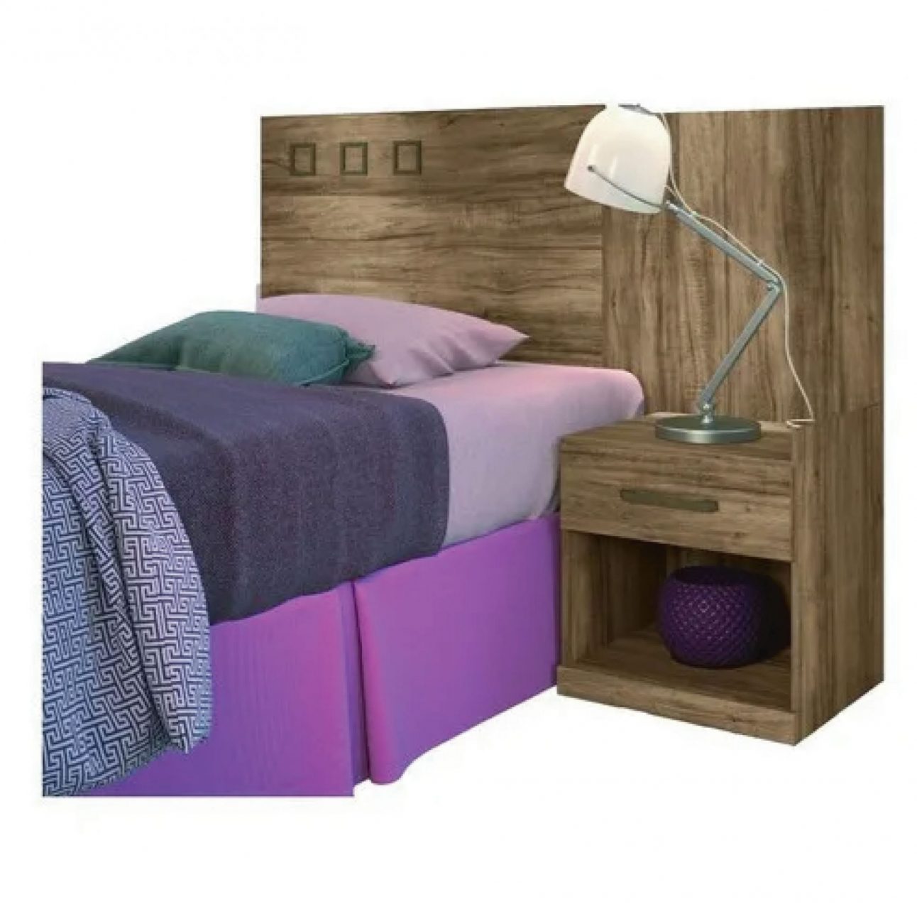 Respaldo Somier Cama Sommier 1 Plaza Mesas De Luz 224011