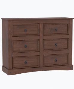 Comoda Aparador Linea Mexicana 6 Cajones Madera Nogal E1519