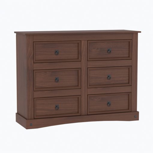 Comoda Aparador Linea Mexicana 6 Cajones Madera Nogal E1519