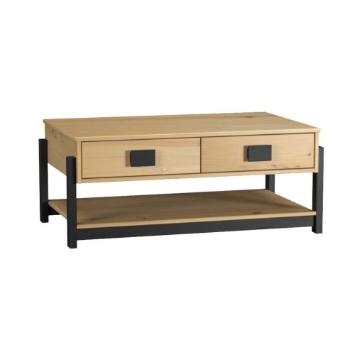 Mesa De Living 2 Cajones Madera Maciza Pino Encerado - Imagen 4