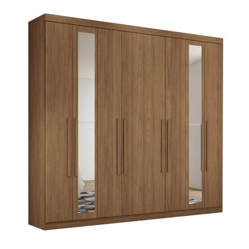 Ropero Placares Master Vip 8 Puertas 8 Estantes Con Espejo Jatoba 8.4