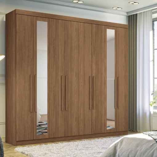 Ropero Placares Master Vip 8 Puertas 8 Estantes Con Espejo Jatoba 8.4 - Imagen 4