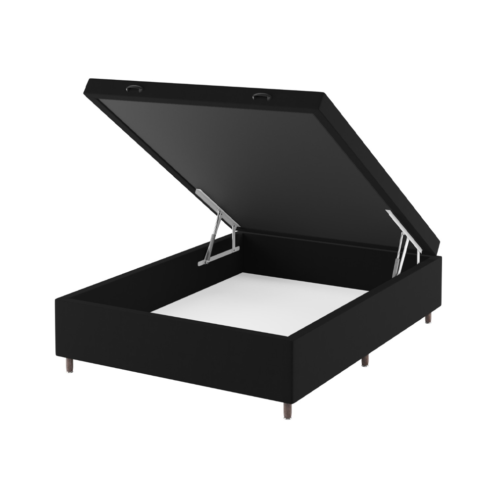 Sommier Colchon 2 Plazas Espuma Base Baul Tapizada - Imagen 2