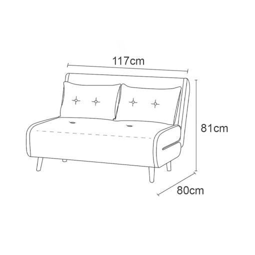 Sofa Cama Plaza Y Media Plegable Tela Patas De Madera - Imagen 2