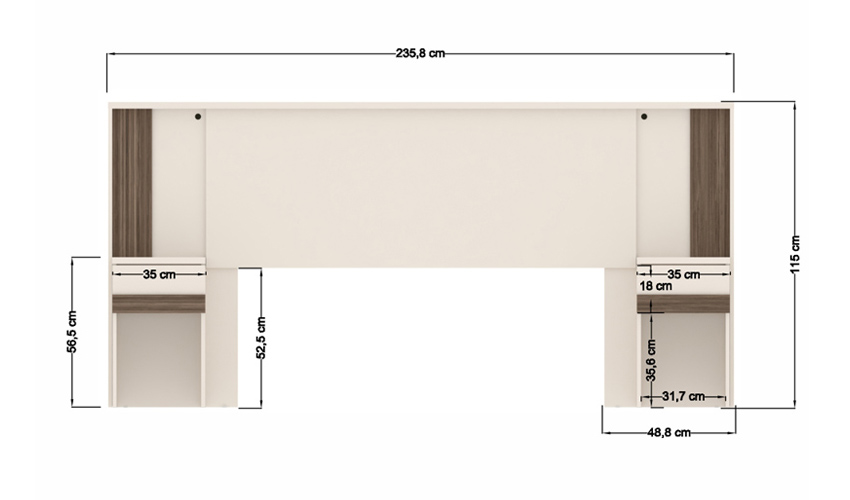 Respaldo Para Sommier De 2 Plazas Con Mesas De Luz - Imagen 4
