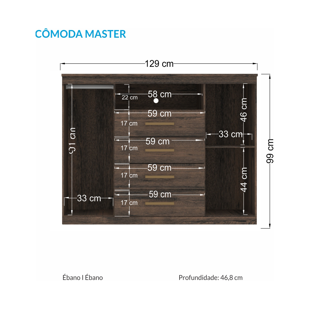Comodas Cajoneras 2 Puertas 4 Cajones Dormitorio Cafe - Imagen 3