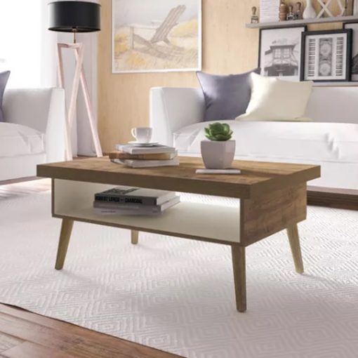 Mesa De Living Mesa Ratona Estilo Nordico Con Patas Madera Demolicion - Imagen 2