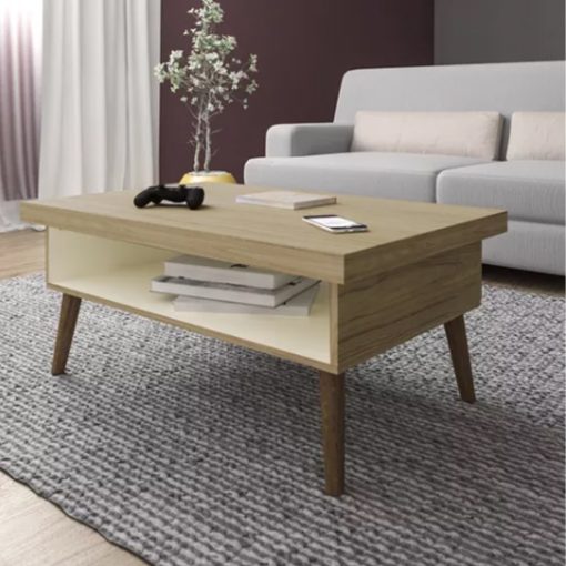 Mesa De Living Mesa Ratona Estilo Nordico Con Patas Madera Carvalho - Imagen 2