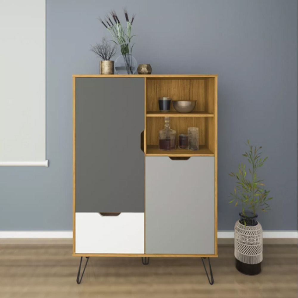 Bar Aparador Bargueño Estilo Nórdico Minimalista Hierro Mdp - Imagen 2