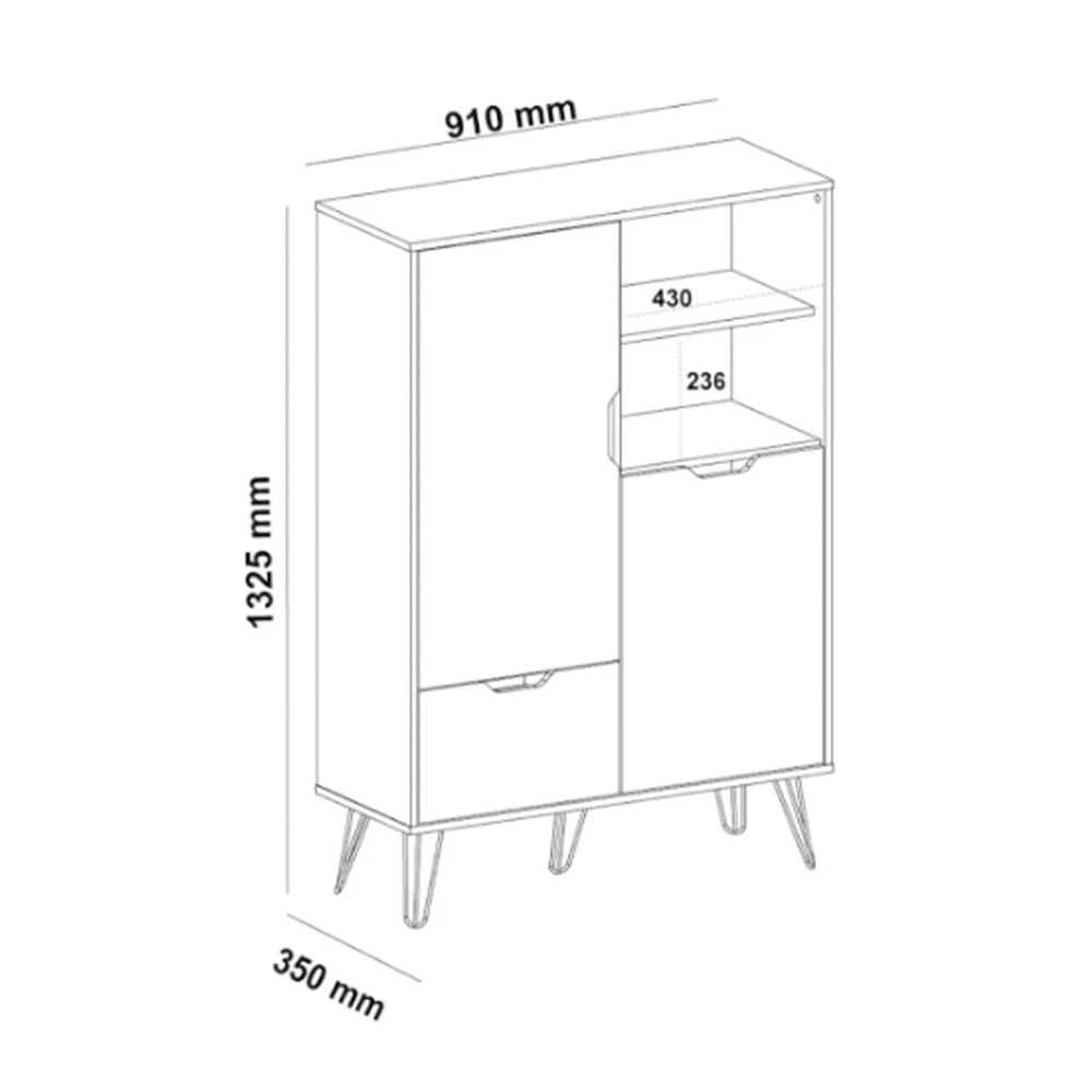 Bar Aparador Bargueño Estilo Nórdico Minimalista Hierro Mdp - Imagen 3