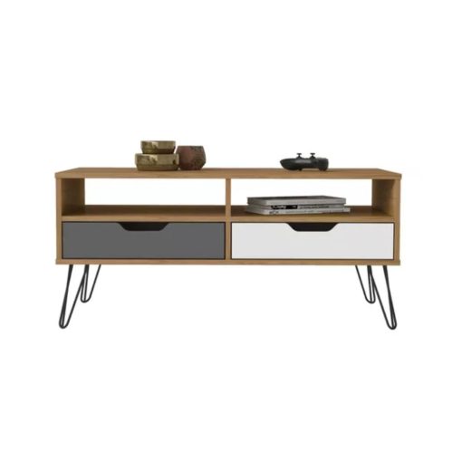 Mesa De Living Mesa Ratona Estilo Nordico 2 Cajones
