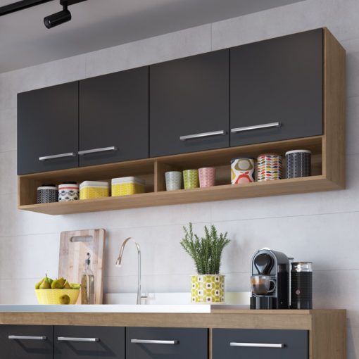 Mueble De Cocina Aereo Alto 4 Puertas 2 Estantes 100% Mdp - Imagen 2