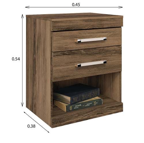 Mesa De Luz Havana Plus 2 Cajones C/rieles Metálicos 303211 - Imagen 2