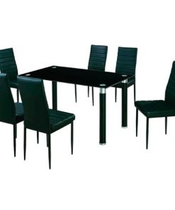 Juego Comedor Mesa De Vidrio 6 Sillas Negro Avatar