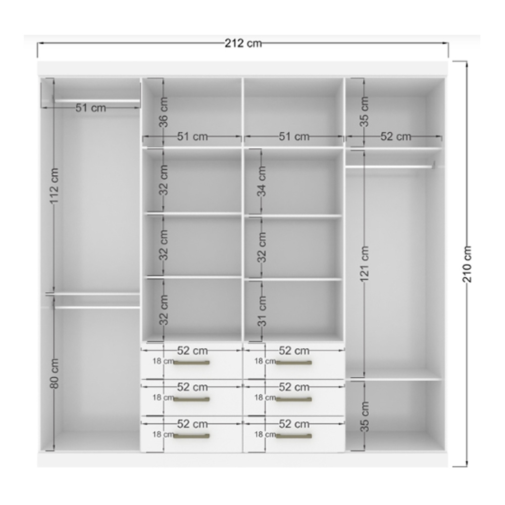 Ropero Placard 8 Puertas 6 Cajones Varios Estantes 100% Mdp Jatoba - Imagen 2