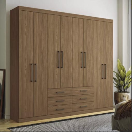 Ropero Placard 8 Puertas 6 Cajones Dormitorio Master Jatoba - Imagen 3