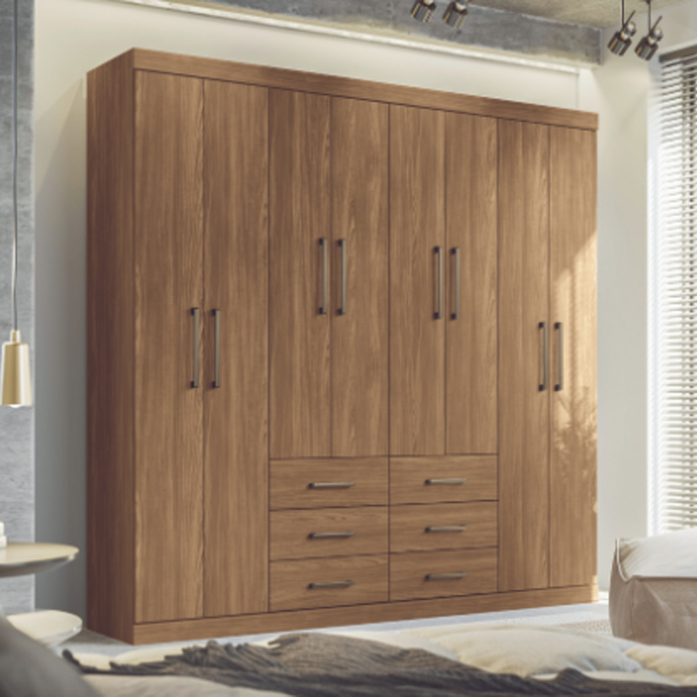 Ropero Placard 8 Puertas 6 Cajones Varios Estantes 100% Mdp Jatoba - Imagen 3