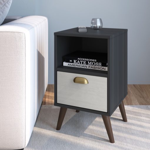 Mesa De Luz Living Dormitorio Mesita 1 Cajon Auxiliar - Imagen 2