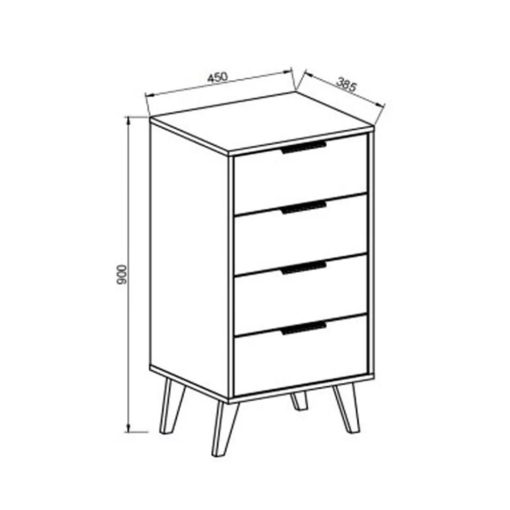 Cómoda Cajonera Alta Con 4 Cajones Estilo Nórdico 100% Mdp - Imagen 2