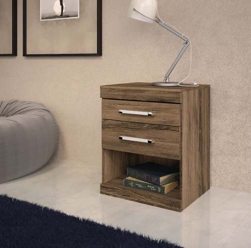 Mesa De Luz Havana Plus 2 Cajones C/rieles Metálicos 303211 - Imagen 3