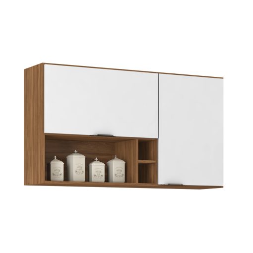 Mueble Aereo Alto De Cocina 2 Puertas Y Nichos Avella Blanco - Imagen 2