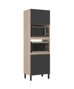 Panelero Mueble Cocina Duplo 4 Puertas 5 Estantes Microondas Gris