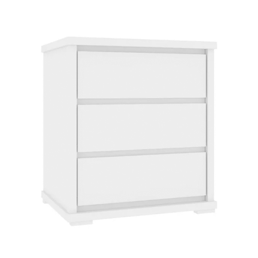 Mesa De Luz Alta 3 Cajones Dormitorio 100% Mdf Blanco