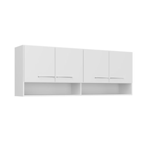 Mueble De Cocina Aereo Alto 4 Puertas 2 Estantes 100% Mdp Blanco