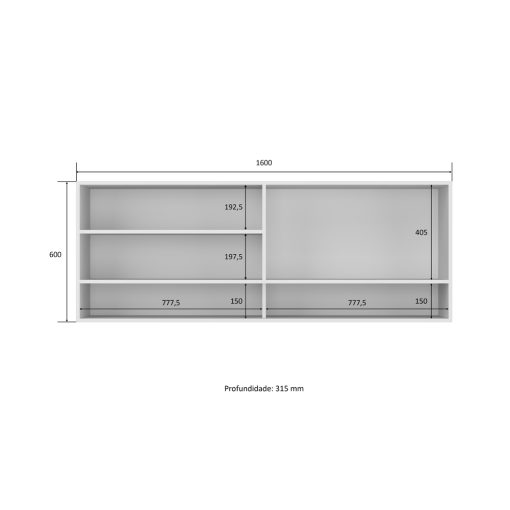 Mueble De Cocina Aereo Alto 4 Puertas 2 Estantes 100% Mdp Blanco - Imagen 2