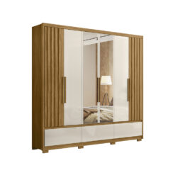 Ropero 6 Puertas Batientes 5 Cajones 2 Espejos Freijo Off White