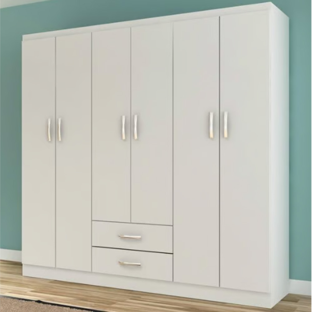 Ropero 6 Puertas Con Estantes Placard Dormitorio Blanco - Imagen 2