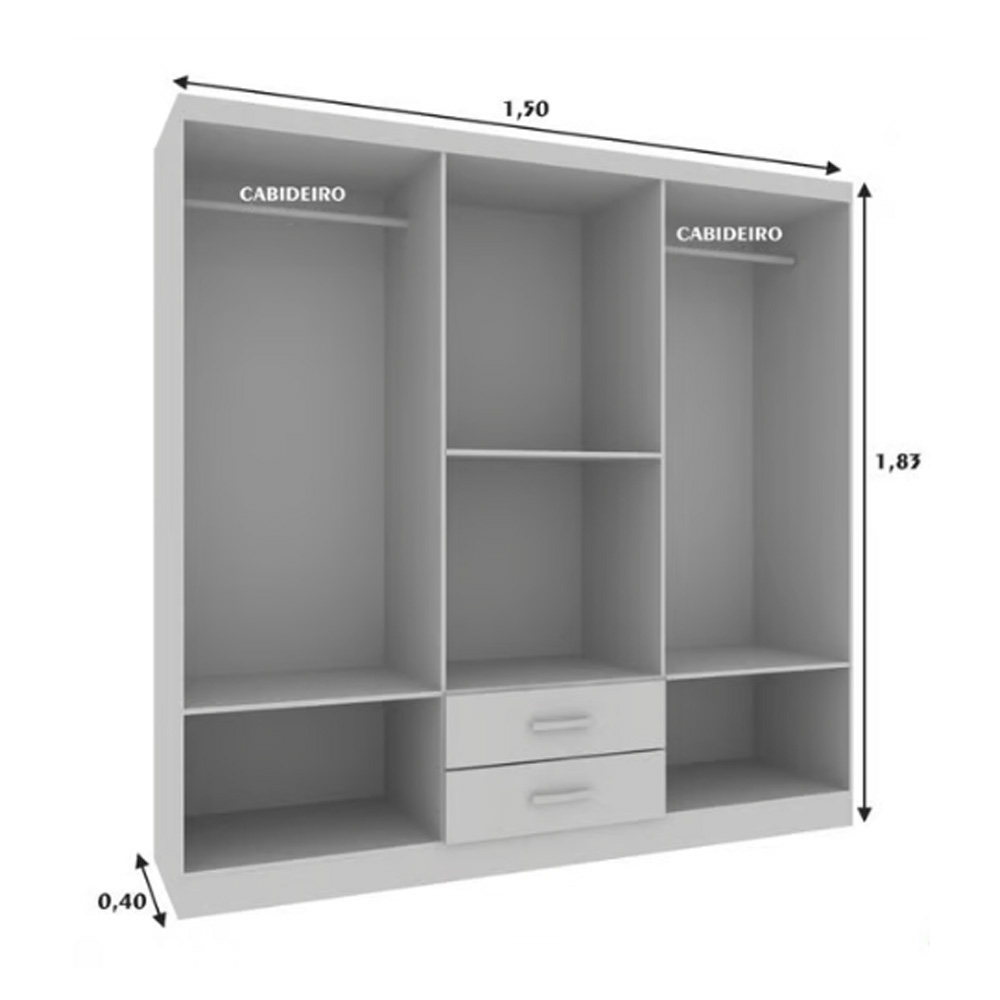 Ropero 6 Puertas Con Estantes Placard Dormitorio Blanco - Imagen 3