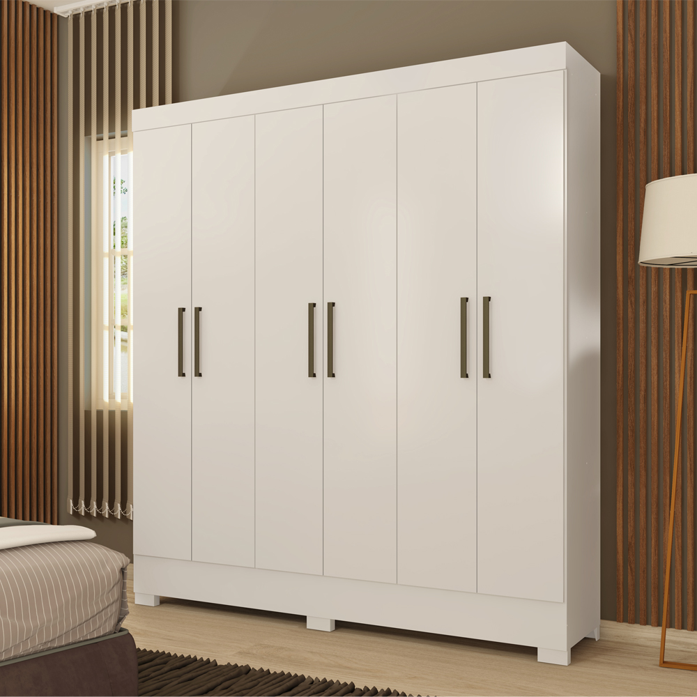 Ropero Placard 6 Puertas Con Estantes Color Crema Practico - Imagen 3