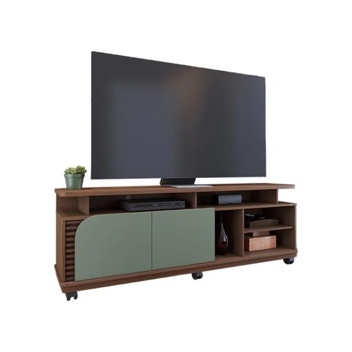 Rack Tv 2 Puertas Varios Estantes Y Ruedas Hasta 65 Pulgadas