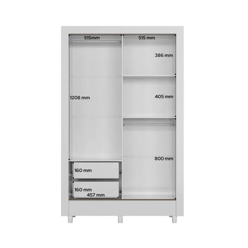 Ropero 2 Puertas Corredizas Con Espejo Y Patas Dormitorio - Imagen 2