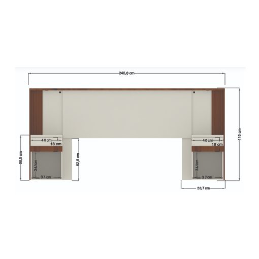 Respaldo Para Sommier De 2 Plazas Con Mesas De Luz Jatoba - Imagen 2