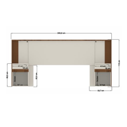 Respaldo Para Sommier De 2 Plazas Con Mesas De Luz Marron - Imagen 5