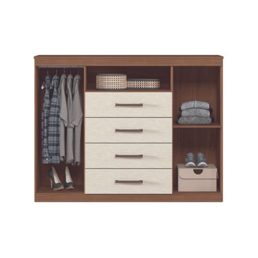 Comodas Cajoneras 2 Puertas 4 Cajones Dormitorio Jatoba Arena - Imagen 2