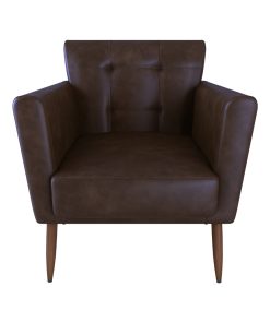 Butaca Poltrona Tapizada Cuertina Pu Patas De Madera