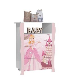 Comoda Para Niños 3 Cajones 1 Estante Infantil Princesa