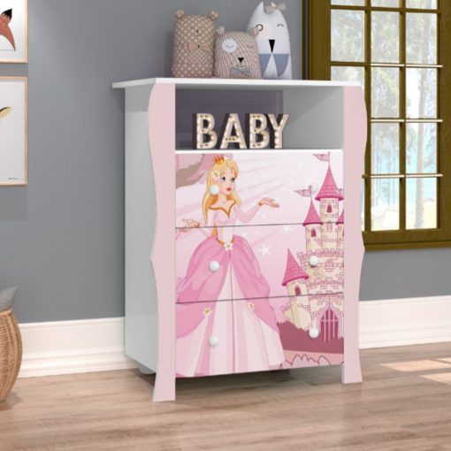 Comoda Para Niños 3 Cajones 1 Estante Infantil Princesa - Imagen 3
