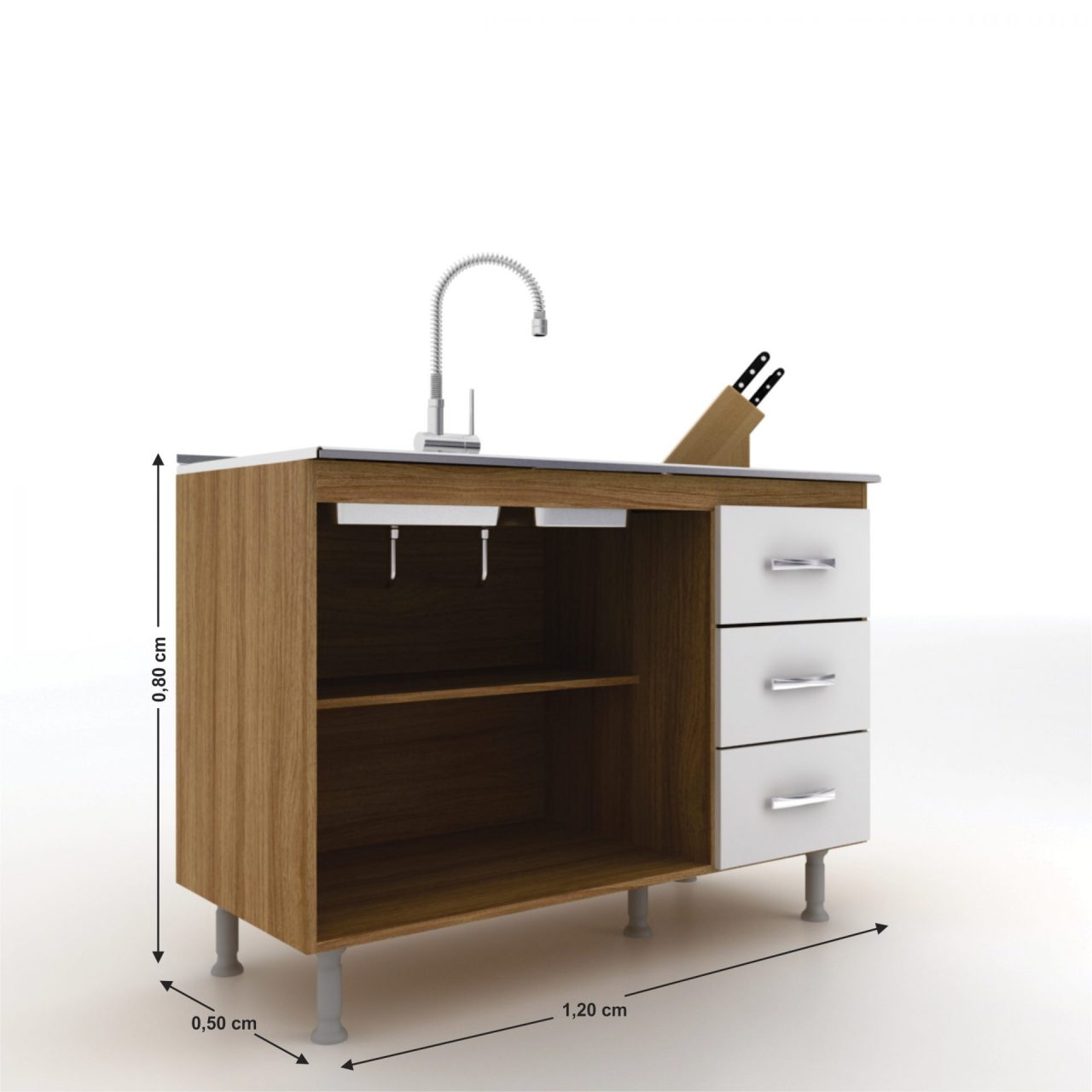 Bajo Mesada de Cocina BWR Rústico/blanco - Imagen 2